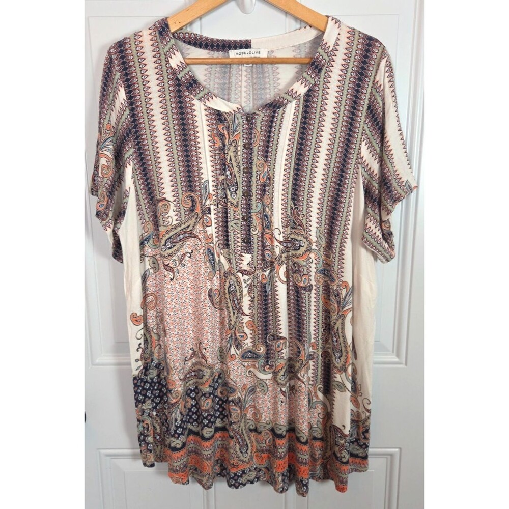 Rose & Olive Plus Size Short Sleeve Tunic Top Size 1X